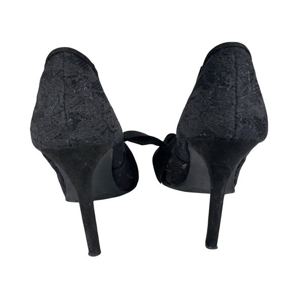 LAUREN CONRAD! GORGEOUS BLACK LACE, OVERSIZED FRONT BOW PUMPS, HEELS! SZ 7M - Picture 6 of 10